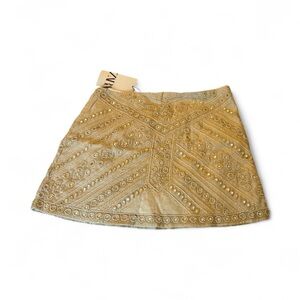 Zara Metallic Gold Mini Skirt